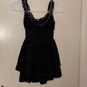 Urban Outfitters Black Romper with White Trim and Ruffled Bottom Size XS
